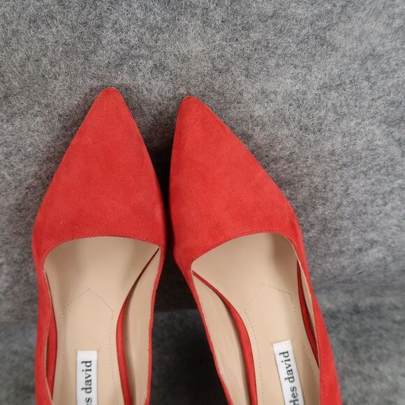 Charles David Shoes Womens 9 Pumps Ankle Strap Suede Red Pointed Toe Formal Sexy - Picture 10 of 16
